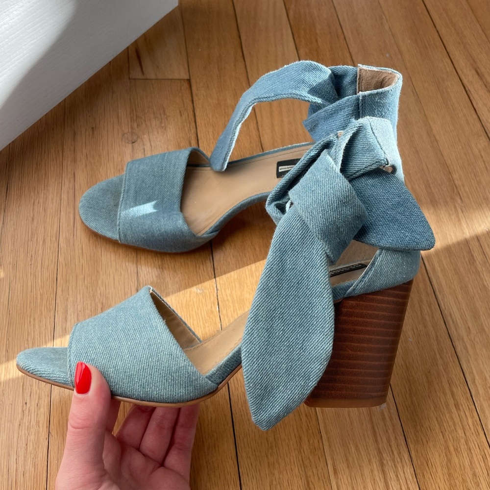Blue tie up heels